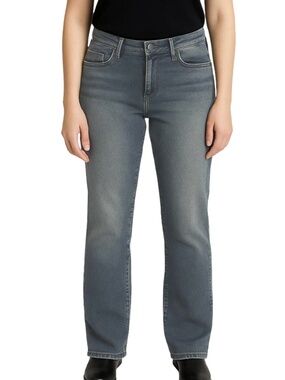 Silver Authentic Jeans Curvy High Waist Slim Cut Straight Leg Medium Wash 10/31